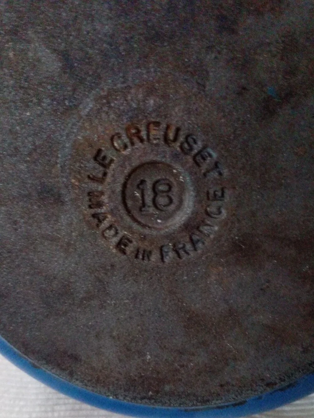 Le Creuset Blue Enamel Round Covered Casserole with Cream Interior